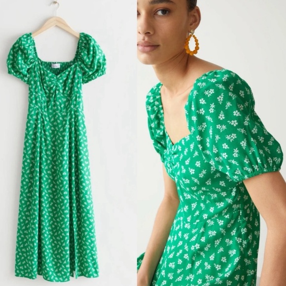 & Other Stories Dresses & Skirts - NWT - & Other Stories - Green Floral Flowy Puff Dress